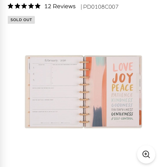 Happy Planner Watercolor Grace with Pink and Gold - Picture 8 of 15